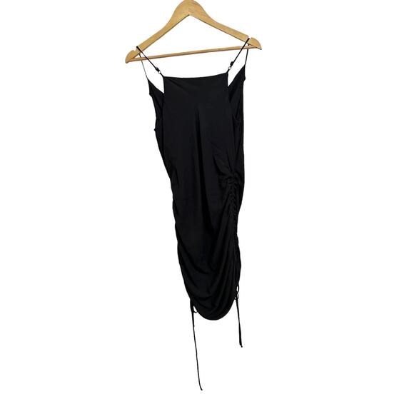 Krisa Women Black Cami Ruched Drawstring‎ Mini Bodycon Dress Size Small NWT - Picture 5 of 6